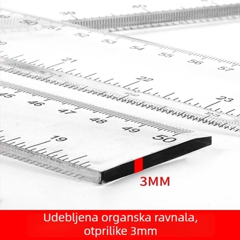 Duga ravnala za crtanje i mjerenje, otporna na habanje, visoka preciznost, za učenike, plastična konstrukcija