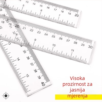 Duga ravnala za crtanje i mjerenje, otporna na habanje, visoka preciznost, za učenike, plastična konstrukcija