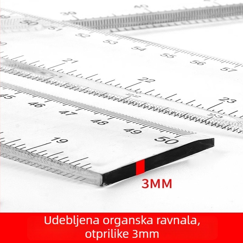 Duga ravnala za crtanje i mjerenje, otporna na habanje, visoka preciznost, za učenike, plastična konstrukcija