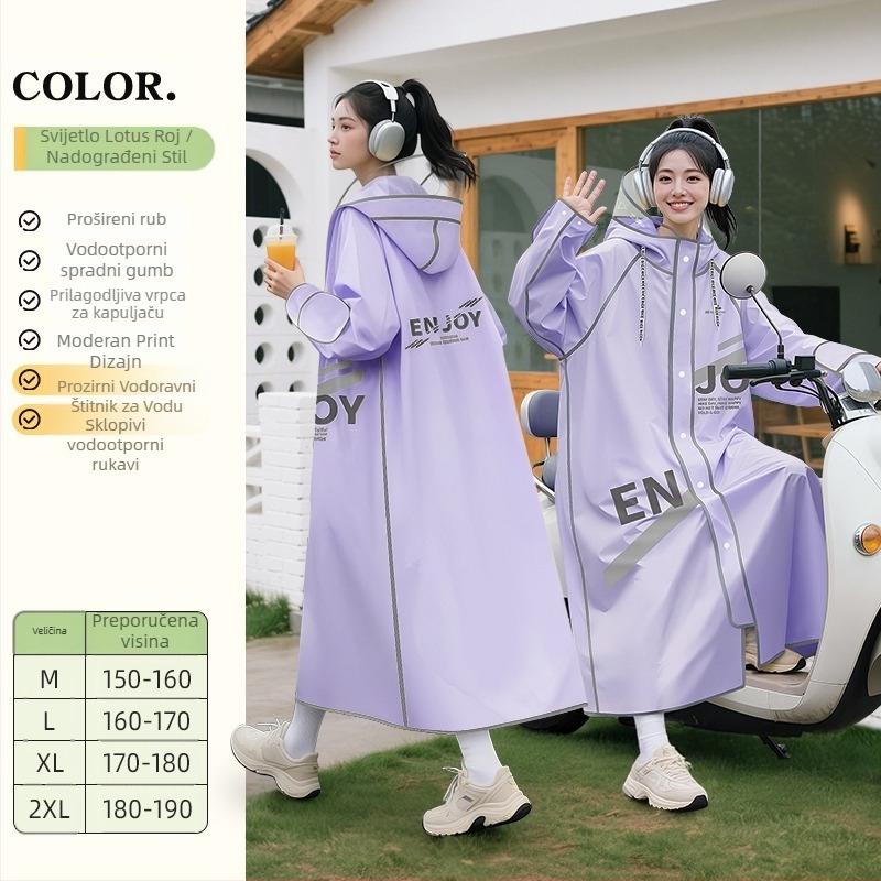 Kišno pončo za bicikl za odrasle, PVC tkanina, PU vodootporni sloj, za jednu osobu