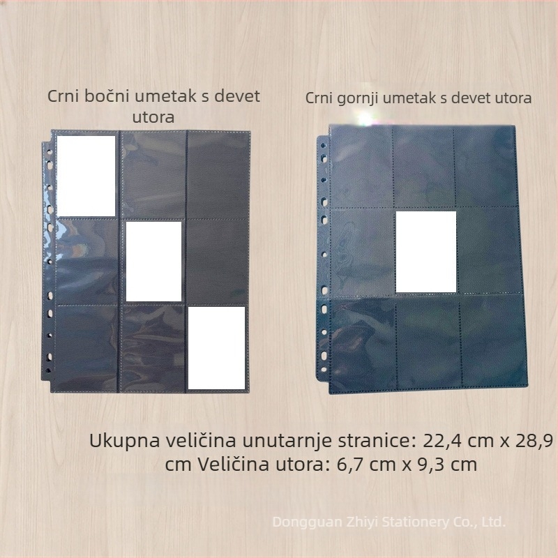 Na skladištu: A4 crne kartice stranice s uzorkom liči, 9 pretinaca/18 pretinaca, dvostrane, s gornjim i bočnim umetanje, za Ultraman i Pokémon kartice