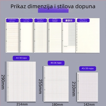 Beležnica s listovima na razdjelnici, PP omot, Dowling papir 80 g/m², 60 stranica
