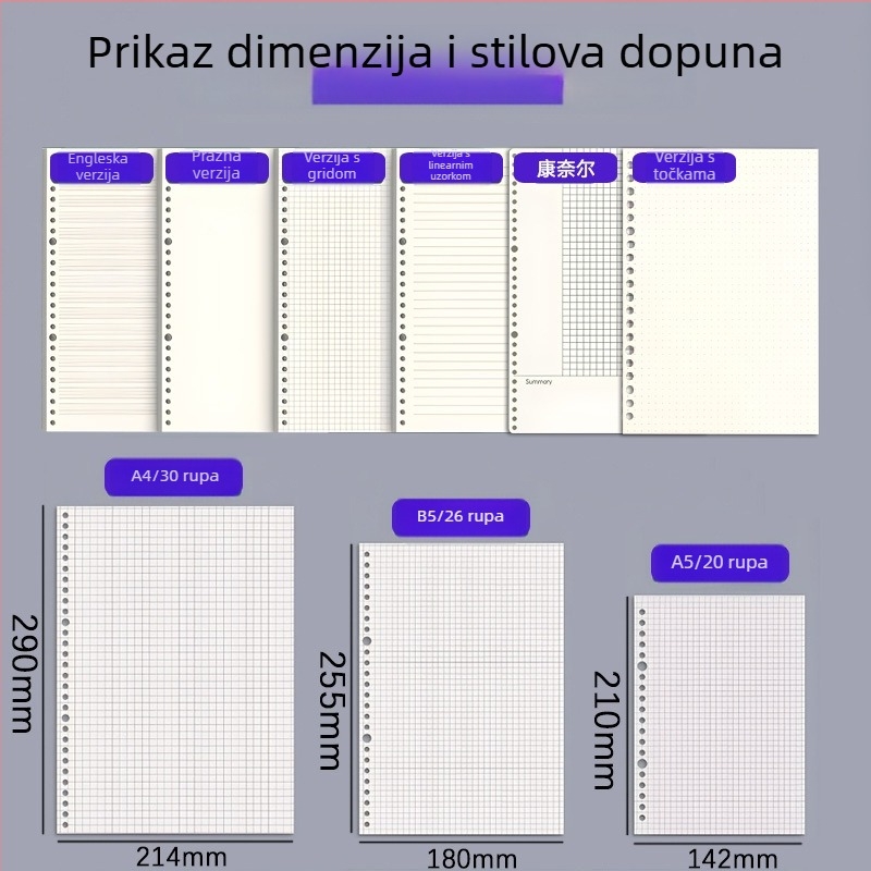 Beležnica s listovima na razdjelnici, PP omot, Dowling papir 80 g/m², 60 stranica