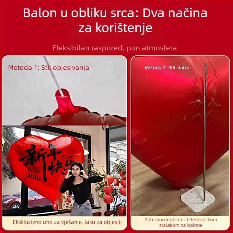 Dekorativni baloni u obliku srca, od aluminijske folije, s tekstnim uzorkom, bez tiskanja logotipa, za proljetni festival