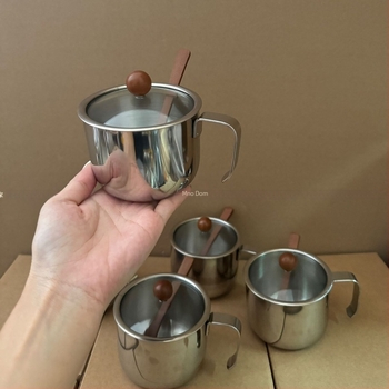 Posuda za začine s žlicom i poklopcem - nehrđajući čelik - čvrste začine - (Minnow Home, Jieyang, 2024)