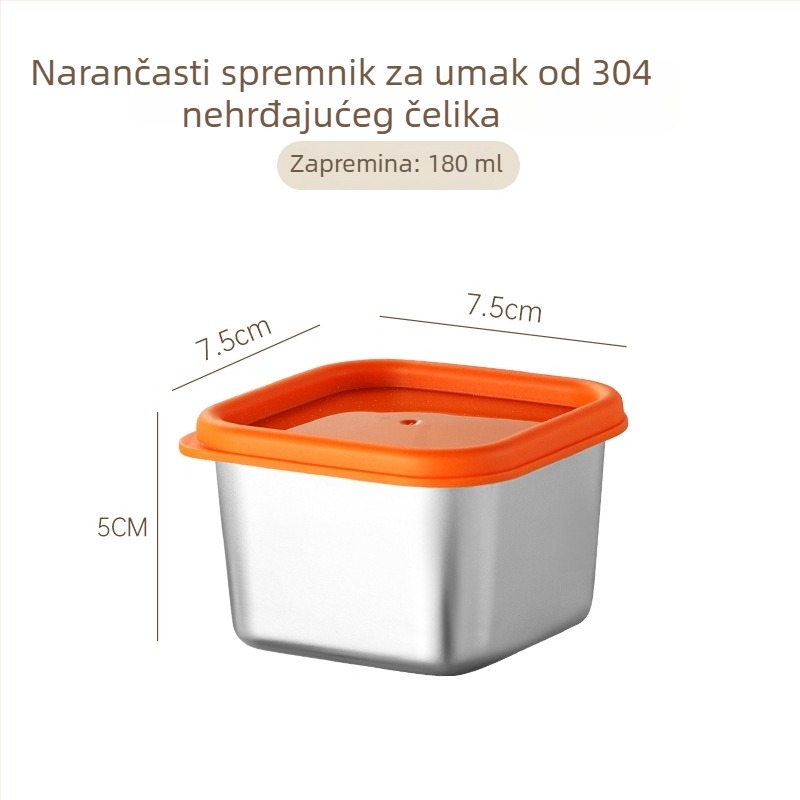 Kvadratna posuda od 304 nehrđajućeg čelika sa poklopcem – zatvoren mini spremnik za umake i dresinge