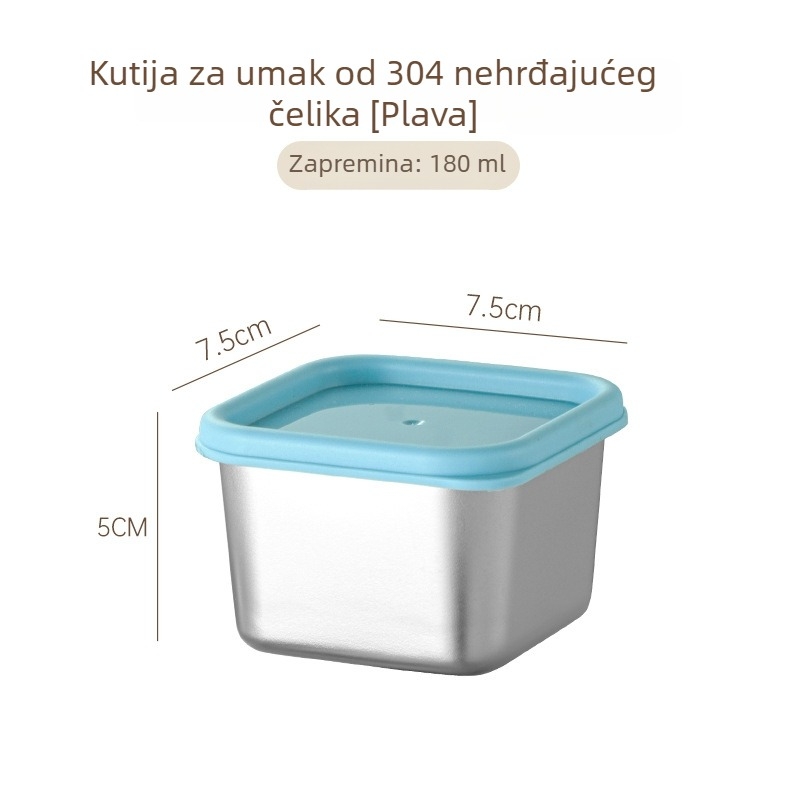 Kvadratna posuda od 304 nehrđajućeg čelika sa poklopcem – zatvoren mini spremnik za umake i dresinge