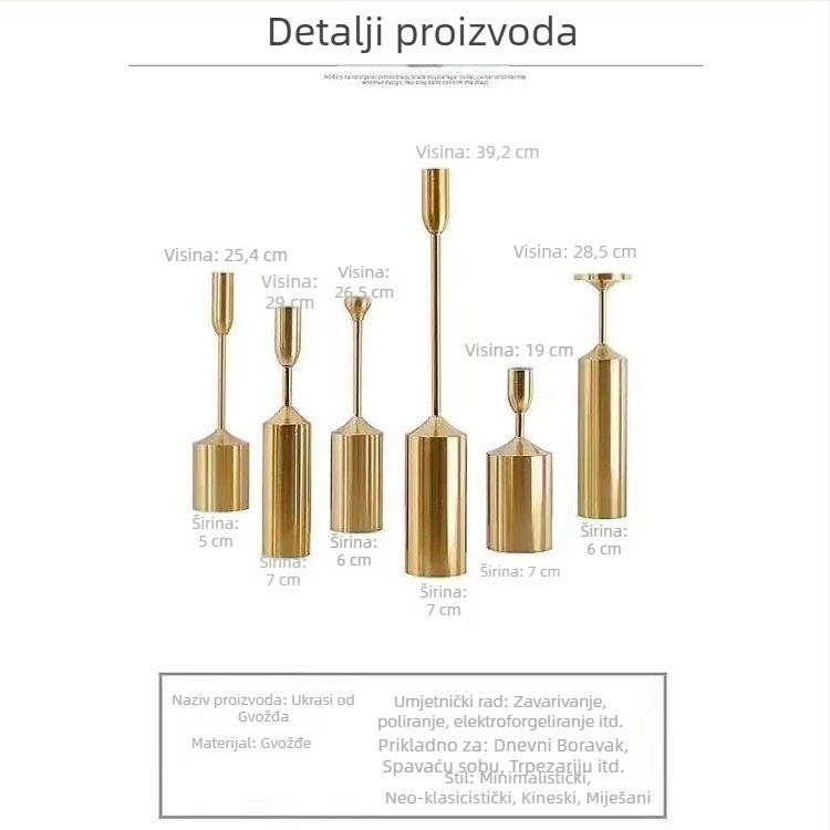 Chagnyi svijećnjaci za vjenčanje od kovanog željeza, šest dijelova, europski stil