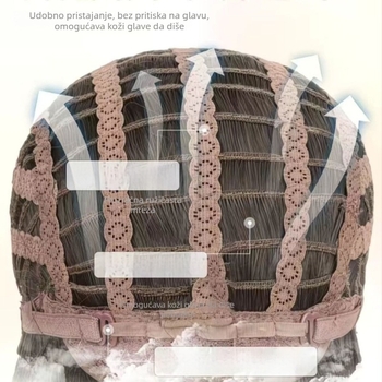 Perika za žene, duga kosa s srednjim razdjelom, potpuna sintetička perika, vlakna visoke temperature, nije moguće bojiti