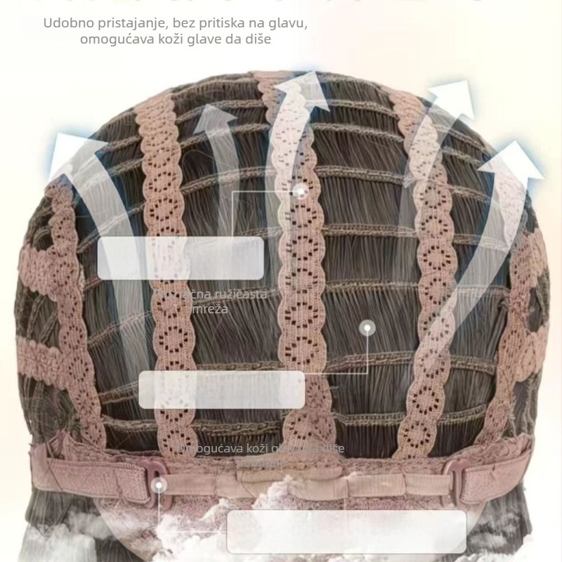 Perika za žene, duga kosa s srednjim razdjelom, potpuna sintetička perika, vlakna visoke temperature, nije moguće bojiti