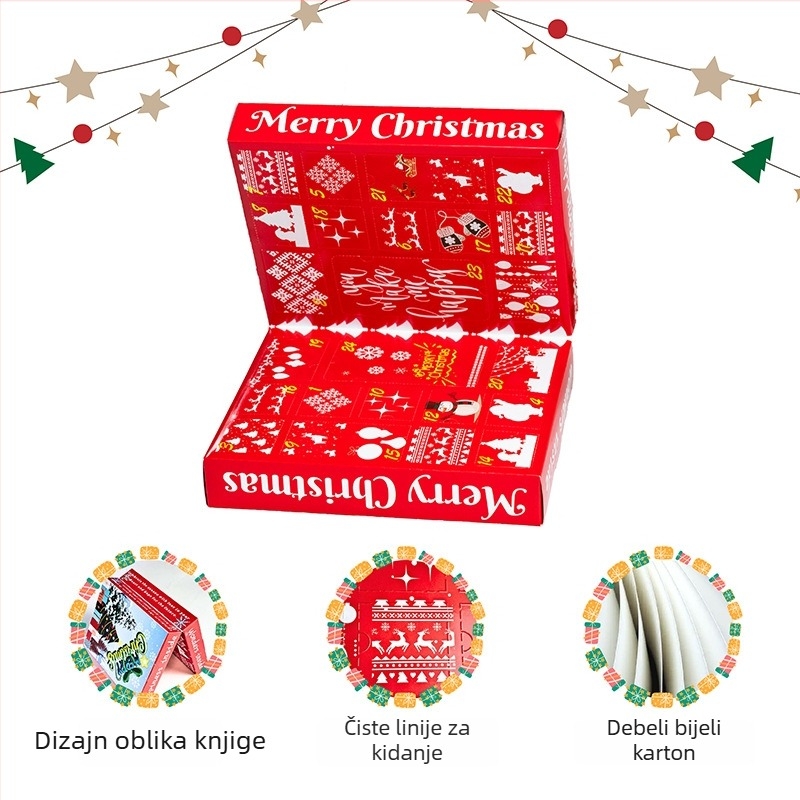 Slijepa kutija sa 24 rupa, kutija u obliku knjige, laminirani karton, crtani stil