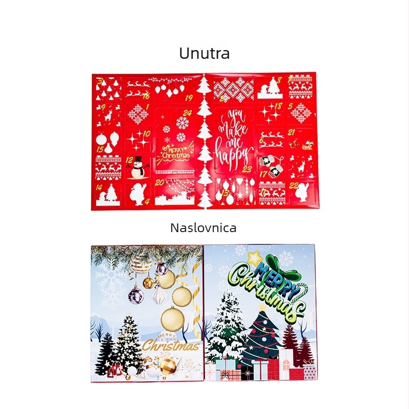 Slijepa kutija sa 24 rupa, kutija u obliku knjige, laminirani karton, crtani stil