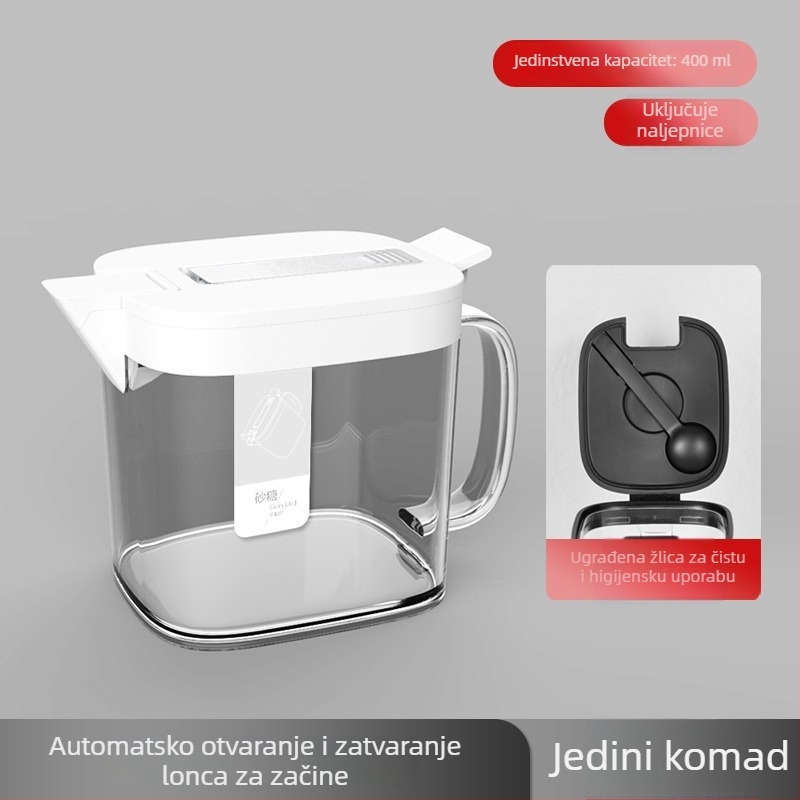 Kutija za začine s automatskim otvaranjem i zatvaranjem te poklopcem, za čvrste začine, kuhinjsko skladištenje, luksuzan dizajn