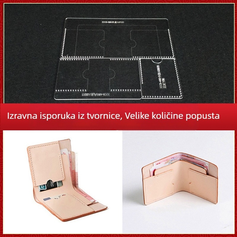 Šablona uzorka novčanika – Akril verzija, DIY papirna mreža dijagram za kratki novčanik