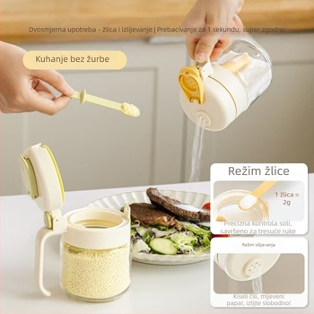 Staklena posuda za začine s poklopcem i žličicom, prozračna, kvaliteta hrane