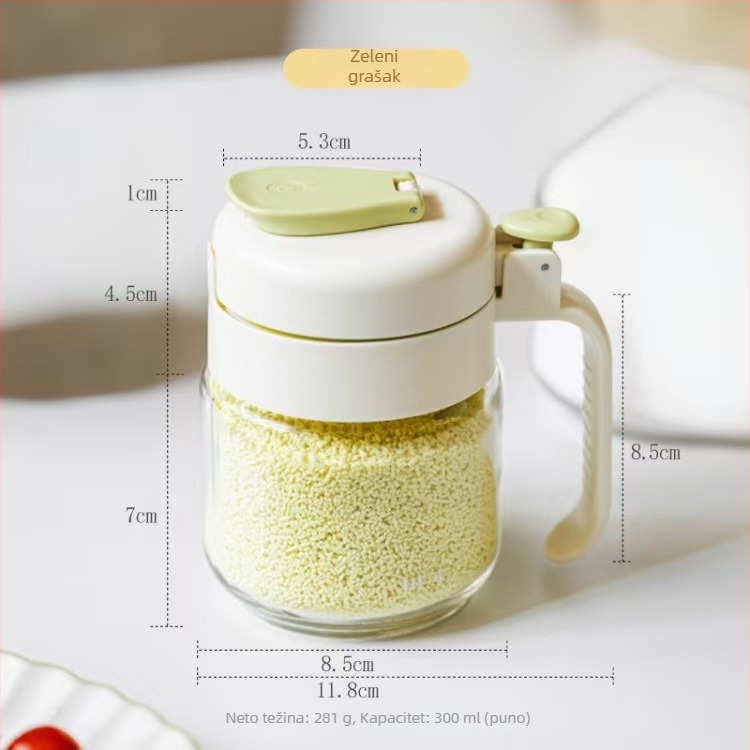 Staklena posuda za začine s poklopcem i žličicom, prozračna, kvaliteta hrane