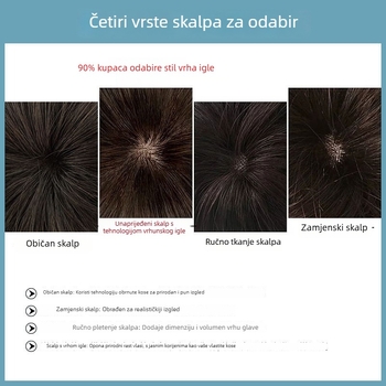 Perika kratka ravna od pravih ljudskih dlačica, s punom pokrivenom glave, model 6086A, za žene, mogućnost bojanja