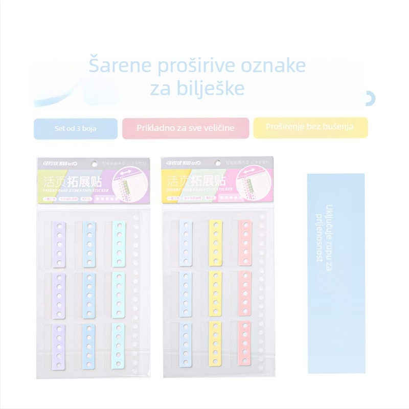 Proširive ljepive oznake za registrator; papir od pamukovog celuloze; 1 list; osnovno pakiranje