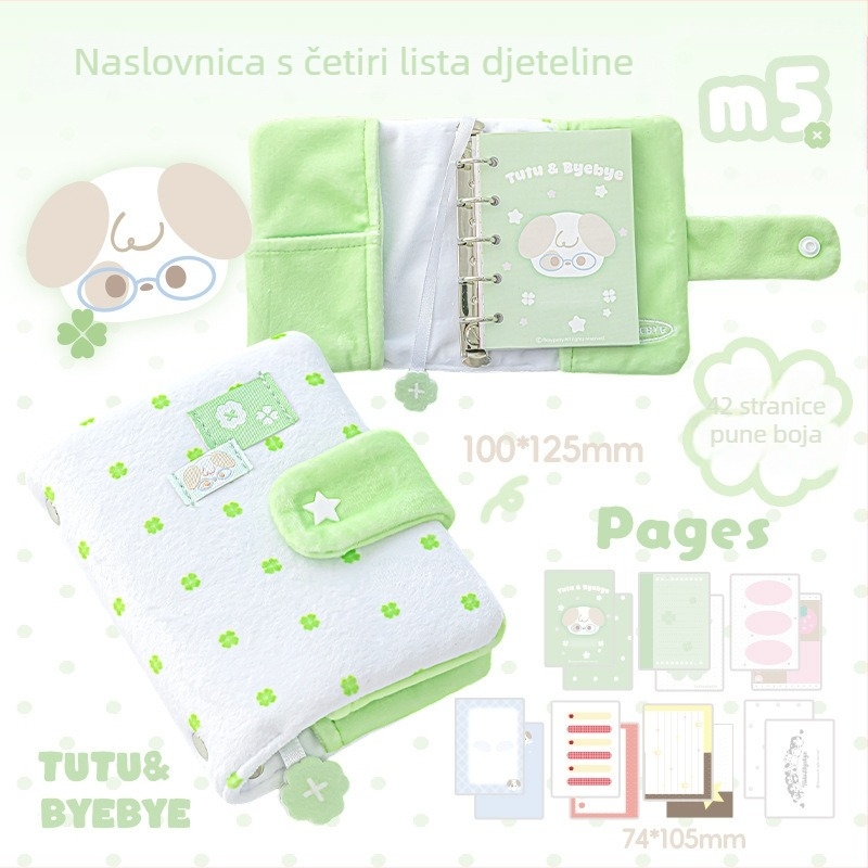 Notes s odvojivim listovima Tutu&Byebye M5, stranice od drvenog celuloznog papira, 42 stranice, rupe 19 mm