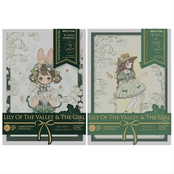 Square Island Lily of the Valley Girl Series set za pisanje — razglednice, kuverte, pisani papir, stil Lovely