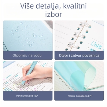Deli bilježnica s odvojivom spiralom, format A5, 40 listova, 3 otvora