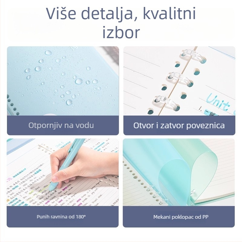 Deli bilježnica s odvojivom spiralom, format A5, 40 listova, 3 otvora