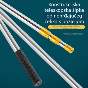Nehrđajući čelik teleskopski štap za mrežu, s prilagodljivim pozicioniranjem, za berbu voća s visine i ribolov, višenamjenski