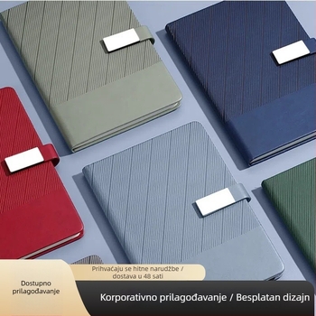Set bilježnica u kutiji za poklon s prilagođenim logotipom, model jgdz1407; korica od umjetne kože; vezanje ljepilom i nitima; unutarnji materijal: prirodni bijeli papir