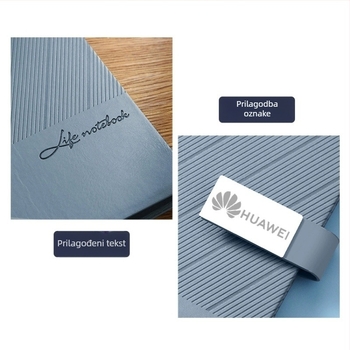 Set bilježnica u kutiji za poklon s prilagođenim logotipom, model jgdz1407; korica od umjetne kože; vezanje ljepilom i nitima; unutarnji materijal: prirodni bijeli papir