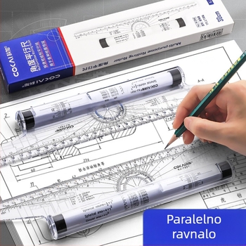 30 cm paralelno ravnalo za crtanje – profesionalni dizajn, klizno translacijsko ravnalo s mrežom kutova za ručno crtanje