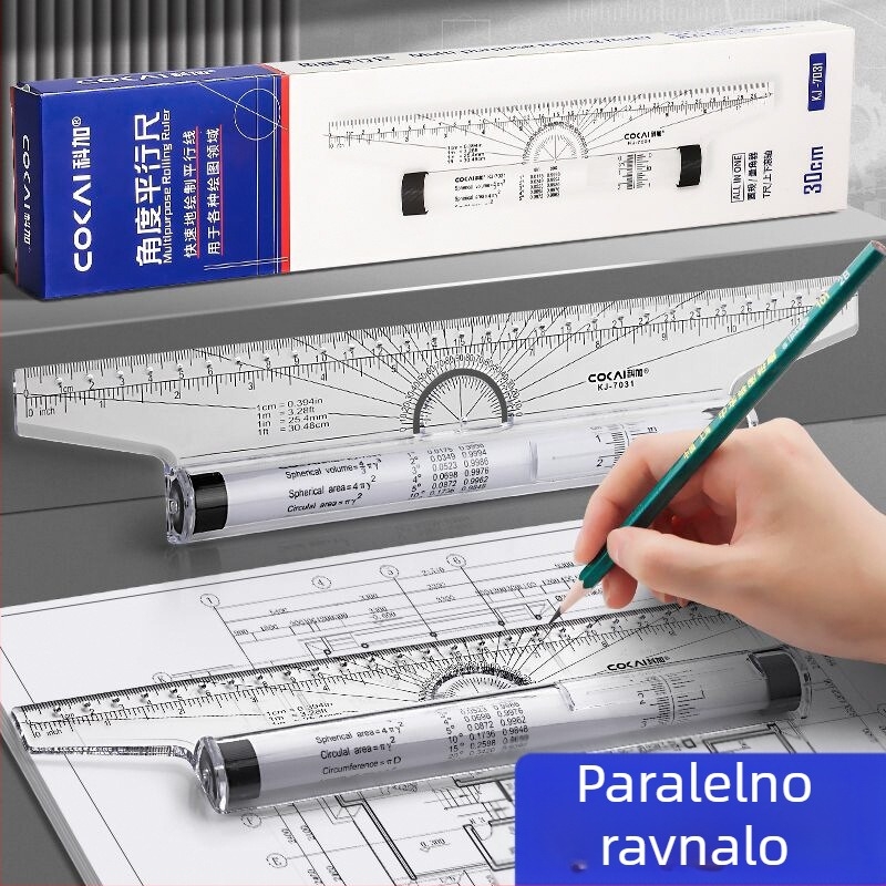 30 cm paralelno ravnalo za crtanje – profesionalni dizajn, klizno translacijsko ravnalo s mrežom kutova za ručno crtanje