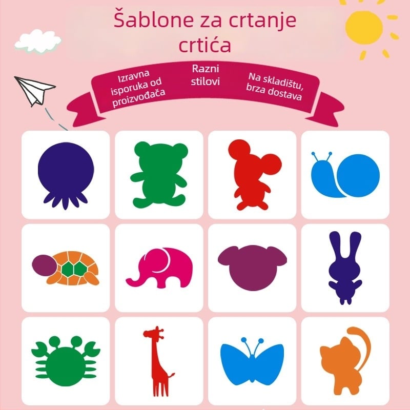 DIY šablona za zidnu sliku s životinjama — PET šablona s prorezom, Kai Qi, PET 25 Silk