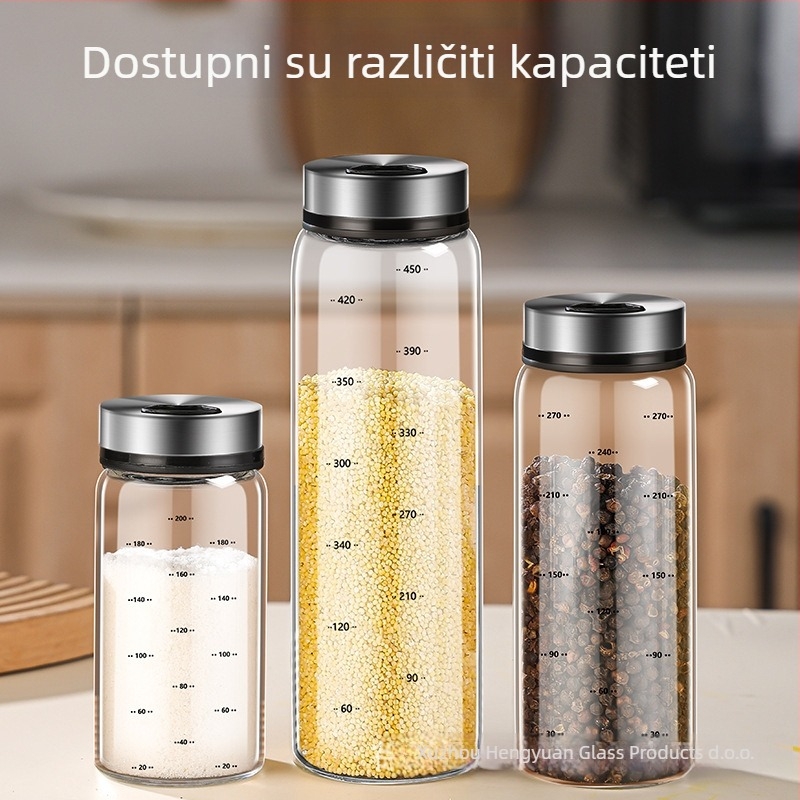 Set staklenih posuda za začine od borosilikatnog stakla, Constant luck, za čvrste začine, mogućnost ispisa logotipa i prilagodbe