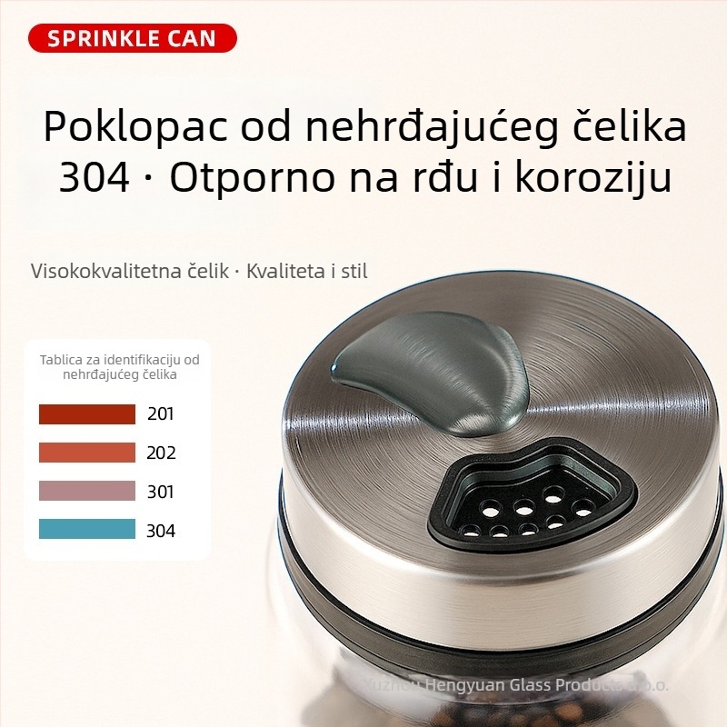Set staklenih posuda za začine od borosilikatnog stakla, Constant luck, za čvrste začine, mogućnost ispisa logotipa i prilagodbe