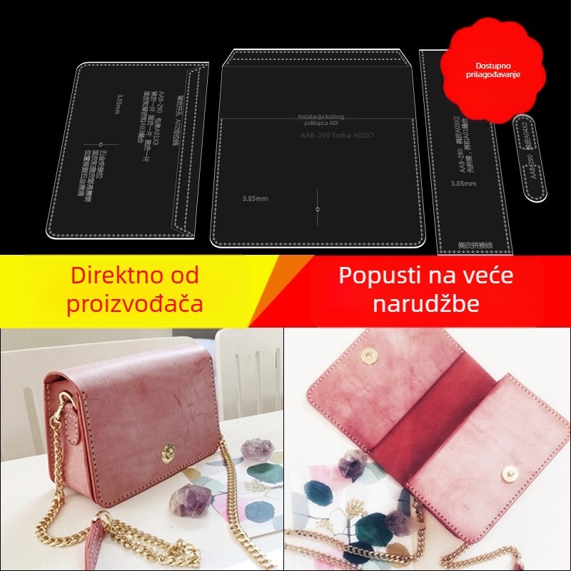 DIY šablona za kožnu torbu za nošenje preko ramena s akrilnom mrežom
