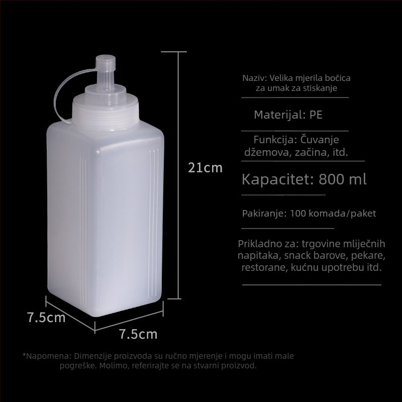 Sisač za umak, četvrtasti plastični dizajn, pogodan za ljepljaste umake, premium kvaliteta, moderan minimalistički stil