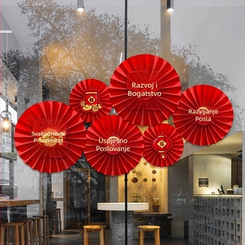Zhaoxin svileno cvijeće u papirnatom ventilatoru — univerzalna rekvizita za uređenje prostora povodom otvaranja trgovine i izloga