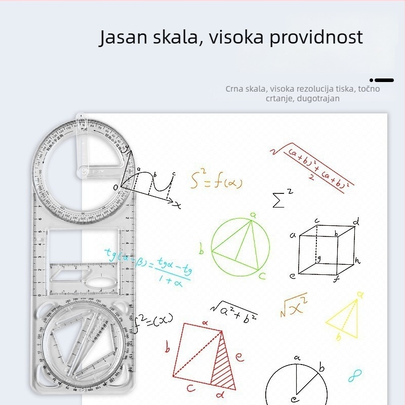 Pengyi JHHTC plastična višenamjenska školska geometrijska ravnala – mjerenje kutova
