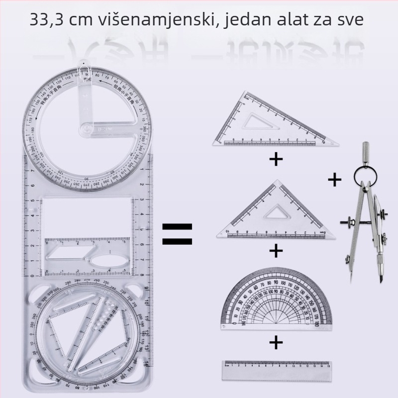 Pengyi JHHTC plastična višenamjenska školska geometrijska ravnala – mjerenje kutova