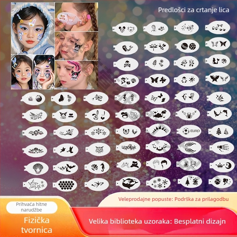 Qixuan Šablona za tetovažu s izrezom, Plastika, za tetoviranje tijela