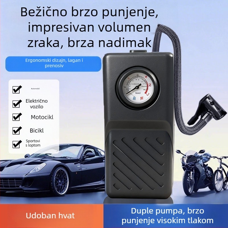 Dvostrukcilindrična bežična pumpa za automobil, 12V, ispod 80W, 50 L/min, litijeva baterija