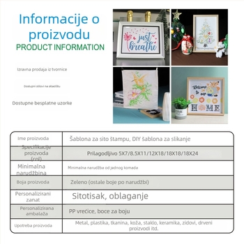 Ruwell šablona za sitotisak s samoljepljivom, višekratno upotrebljivom šupljom mrežom za DIY tisak na odjeći — kodovi RW2312306, RW2312310, RW2312308