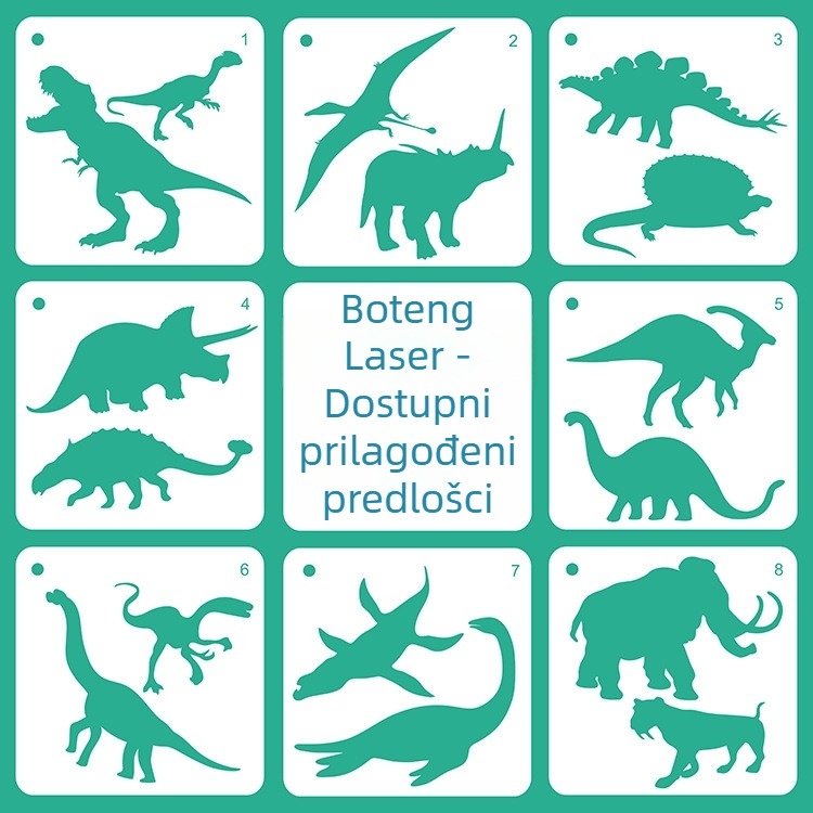 Šablona za crtanje dinosaura za DIY fotoalbume – plastika – Marka Boten – Provjera dostupna – Pogodno za dječje radionice i DIY projekte s fotoalbumom