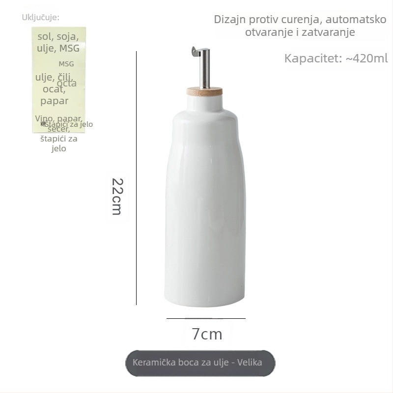 Keramička posuda za ulje Have Orange s automatskim otvaranjem i zatvaranjem, moderni minimalistički dizajn, s tiskanim logom