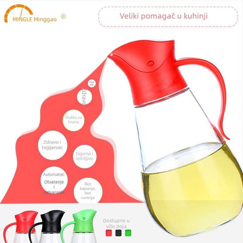 Mingle staklena boca za ulje s automatskim otvaranjem, dizajnom protiv kapanja i curenja – pogodna za ulje, umak od soje i ocat