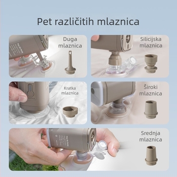Automobilska električna pumpa za zrak za kampiranje, prenosna kućna pumpa za madrace, USB punjenje, 70 L/min, digitalni zaslon