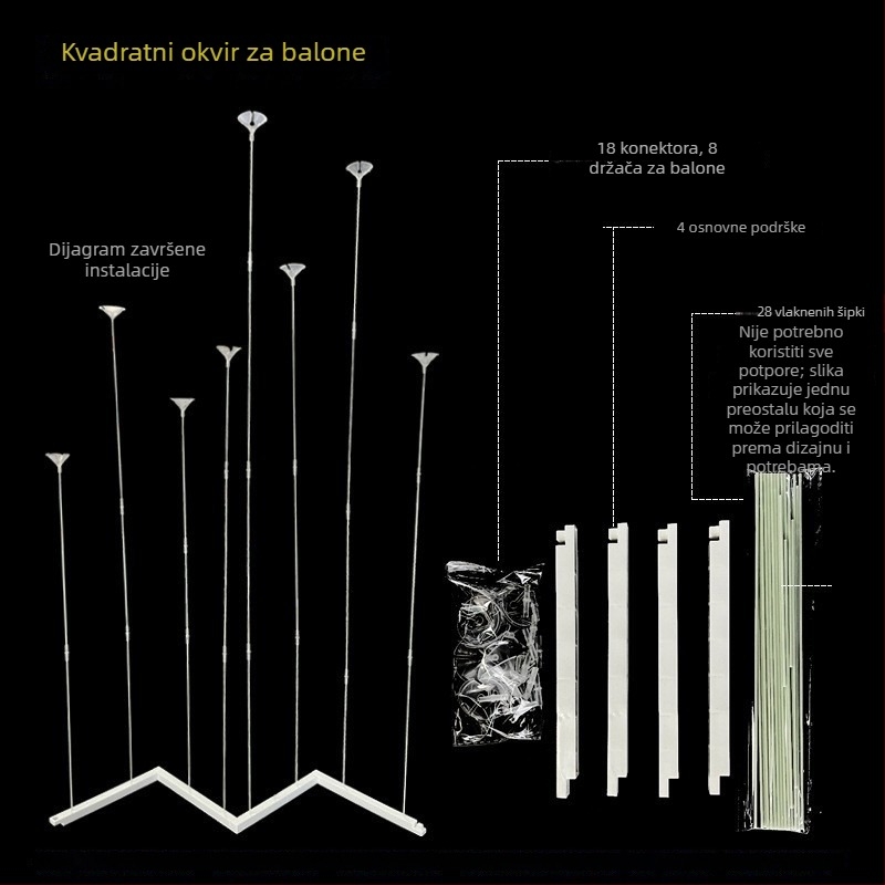 Milai plastična stativa za balone, s sklopivim nosačem, unutarnja upotreba, sportski događaji