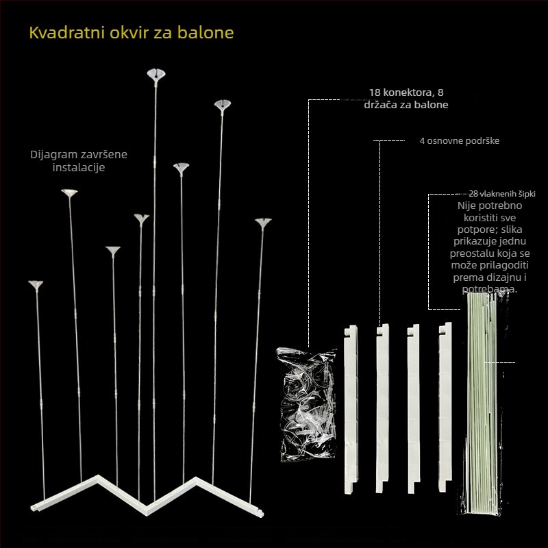 Milai plastična stativa za balone, s sklopivim nosačem, unutarnja upotreba, sportski događaji