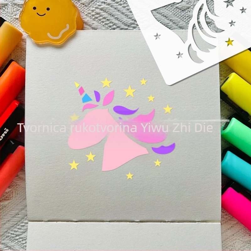 DIY Predložak za crtanje za djecu — vila, jednorog, morska vila; PET materijal; Marka Yiwu Purple Butterfly Arts and Crafts Factory; Nije uvoz