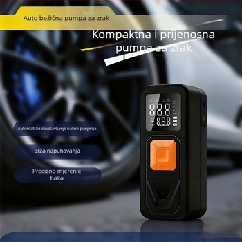 Bežično prijenosna automobilska pumpa za zrak s digitalnim zaslonom, 12V, punjiva, 30 L/min, manometar tlaka